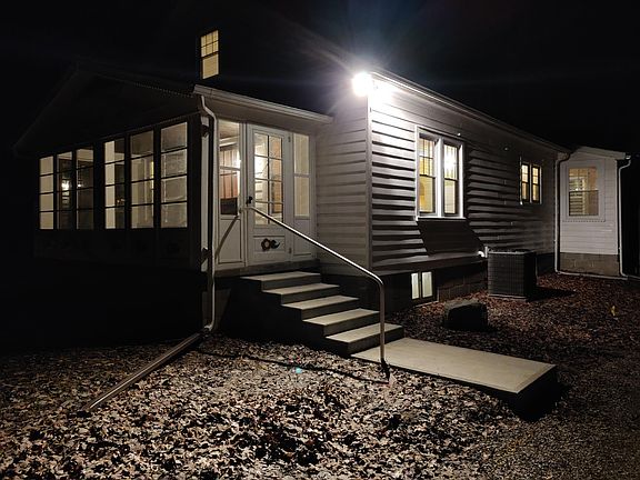 Front entry at night.