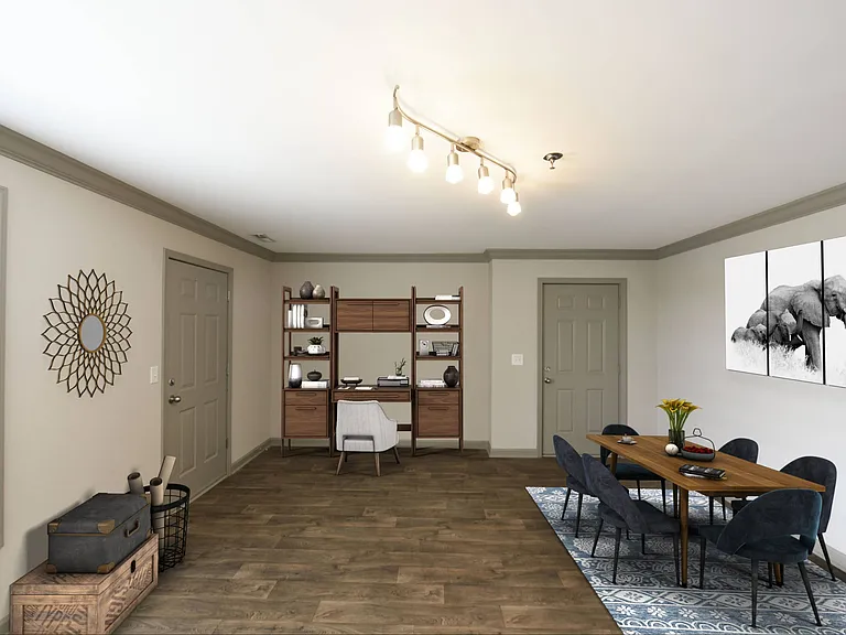 Living Room with Hardwood Style Flooring