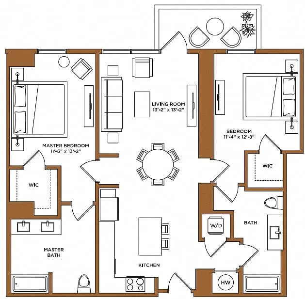 Floor plan 2 Bed/2 Bath-E PH