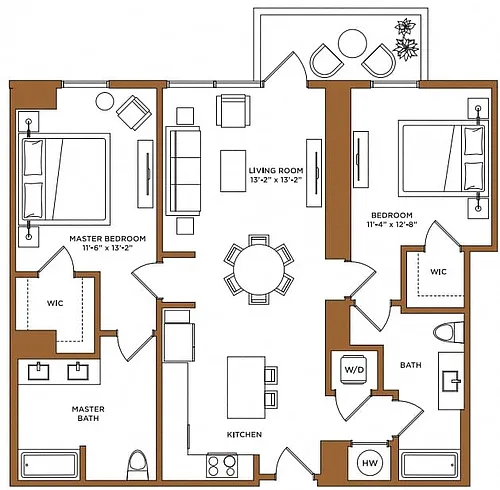 Floor plan 2 Bed/2 Bath-E PH