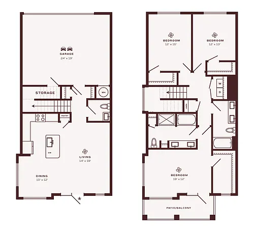 Floor plan Carlyle Townhome w/Garage