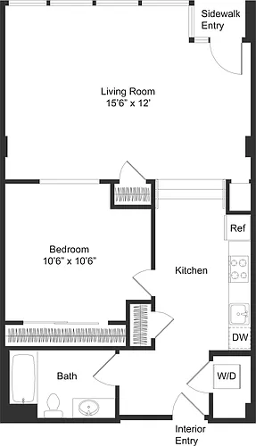 Floor plan Live Work One Bedroom D2