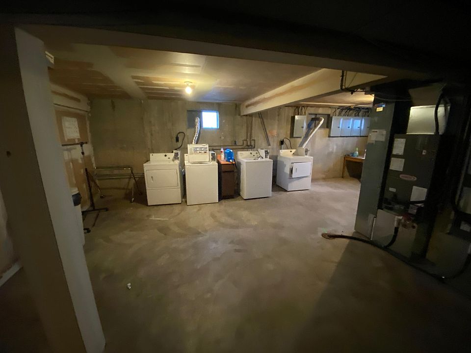 Laundry in clean basement