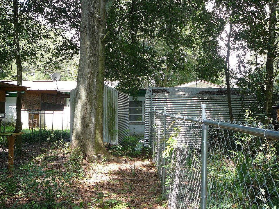 Back yard with sheds