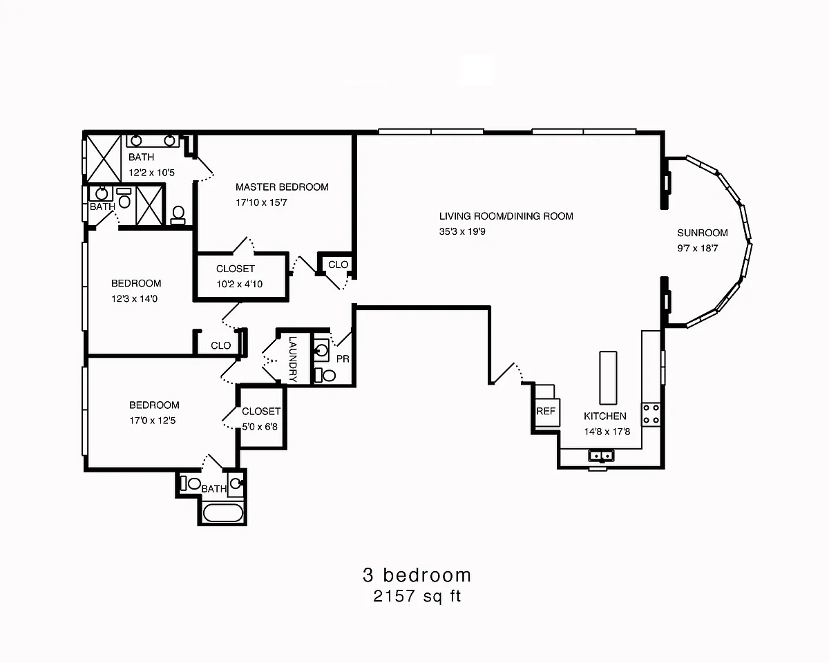 Floor plan Three Bedroom three and one half Bath