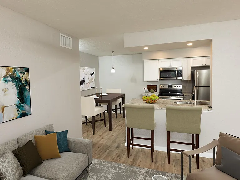 Dining area and kitchen