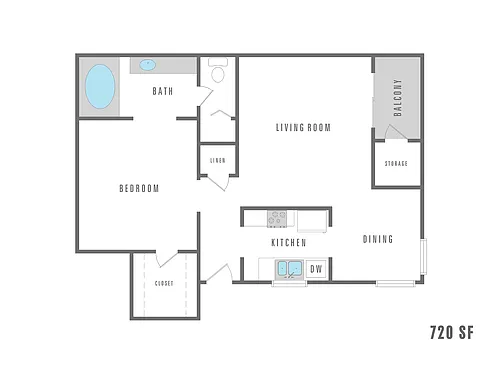 Floor plan 1 Bedroom 1 Bath