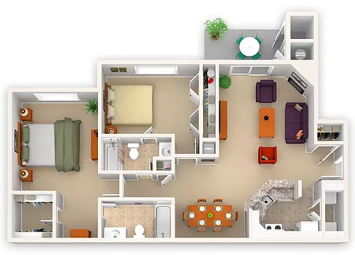 Floor plan Two Bedroom Master