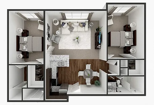 Floor plan 2 Bedroom 2 Bath 1150 sq ft