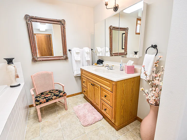 Bath downstairs, shower not shown.