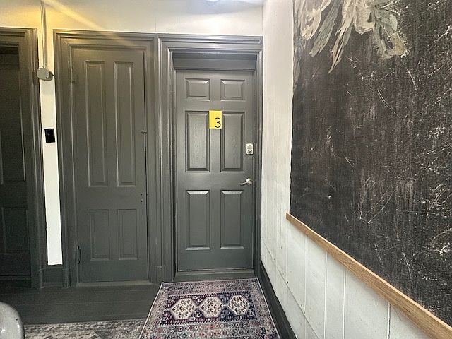Entry with electronic keypad.