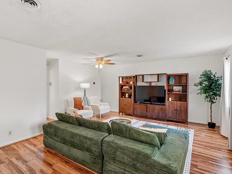 Living area including large smart TV