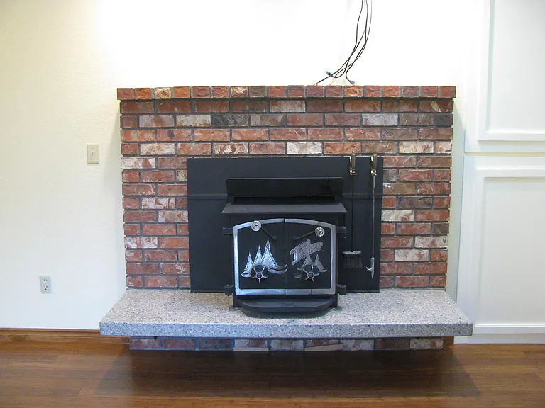 wood burning stove and TV ready wiring
