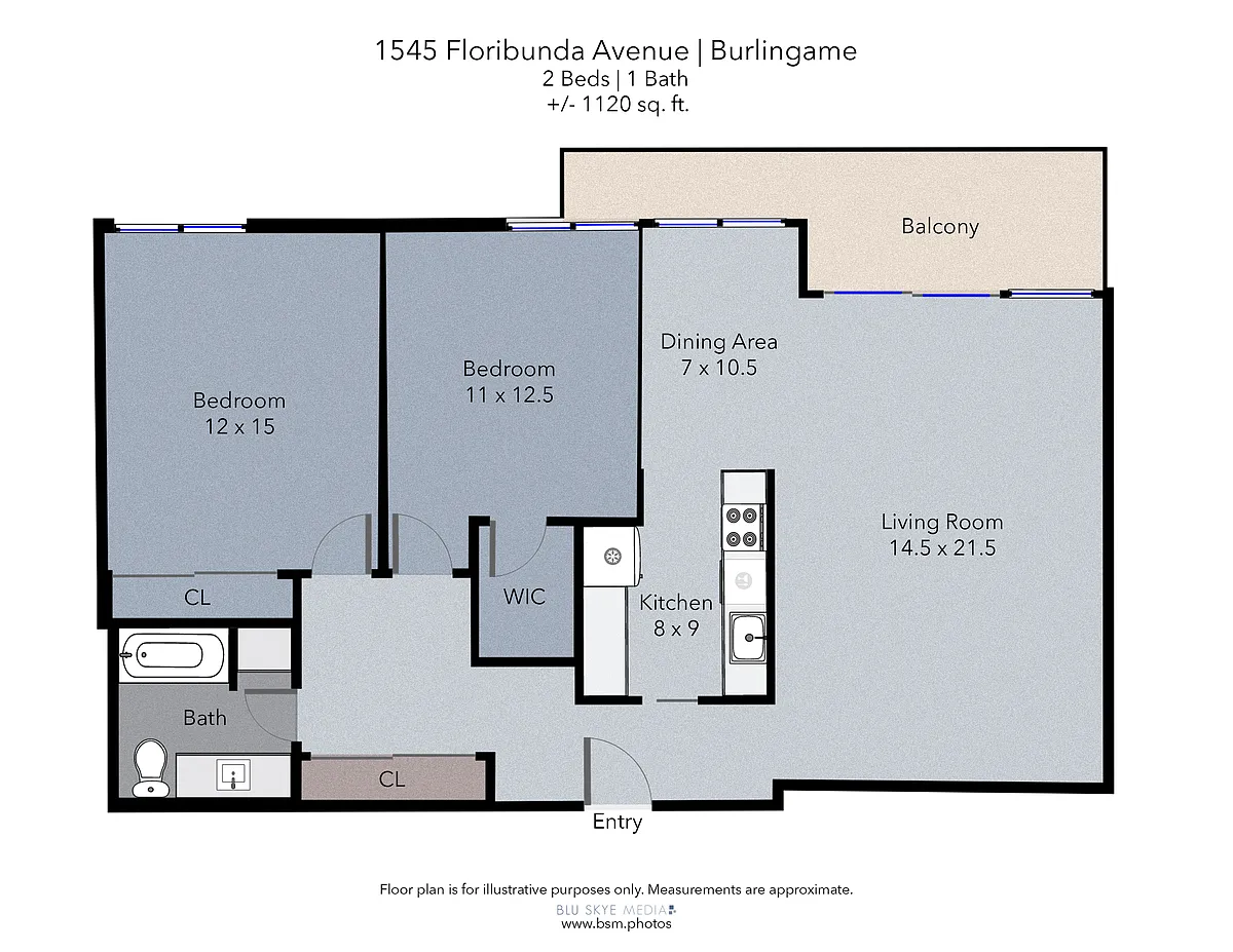 Floor plan Two Bedroom/One Bath