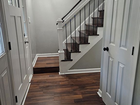 Entry way with coat closet.