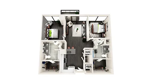 Floor plan AZC2 2 BEDROOM AND 2 BATH