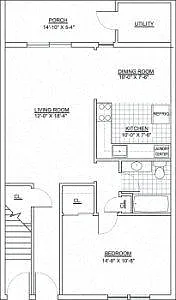 Floor plan Crestwood Square- 1 Bed 1 Bath