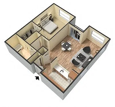 Floor plan 1x1 Marshall 2