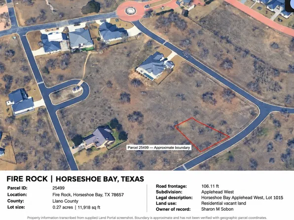 TBD Fire Rock LOT 1015, Horseshoe Bay, TX 78657