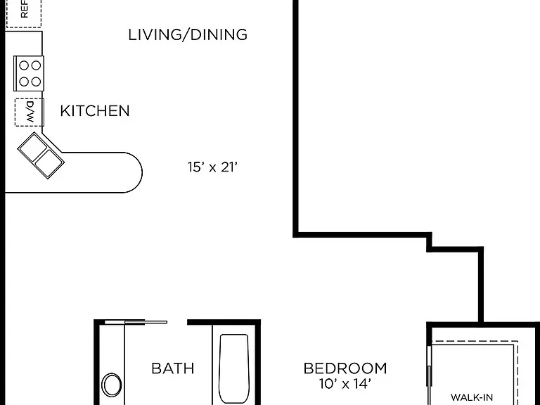 A9 - 1x1 floor plan The Rice