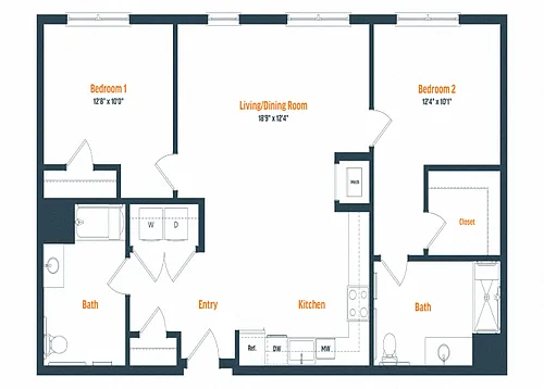 Floor plan B9 HP | 2 Bed | 2 Bath