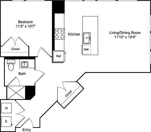 Floor plan 1 Bedroom H