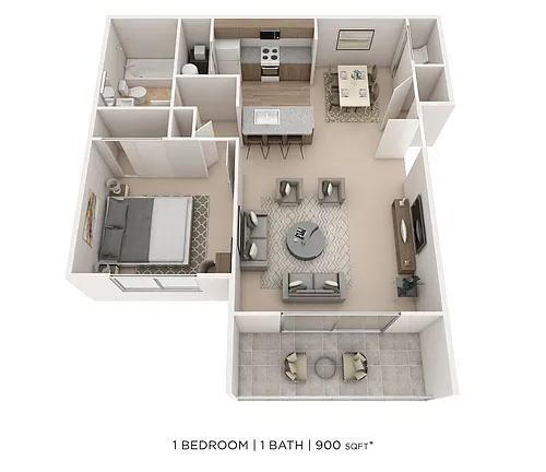 Floor plan One Bedroom - 900 sqft