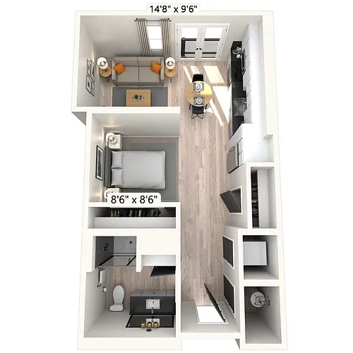 Floor plan S6 0x1 571 SF-FP