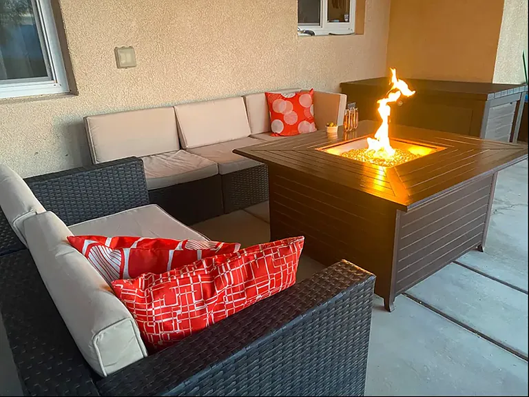 Back deck and backyard
