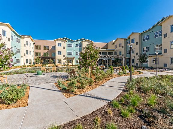 Walking paths surrounded by beautiful landscaping