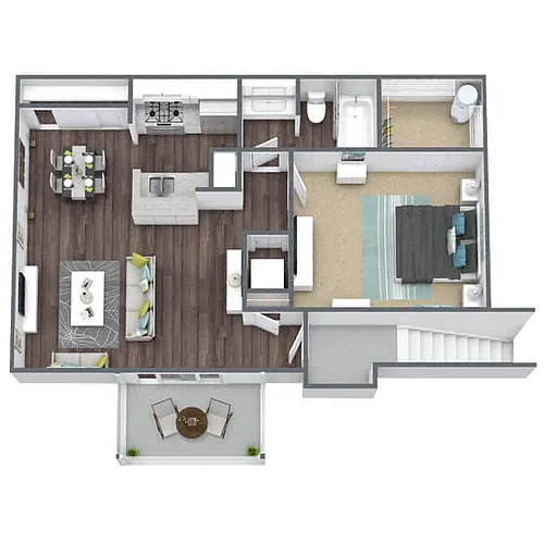 Floor plan A1: 1 Bed 1 Bath