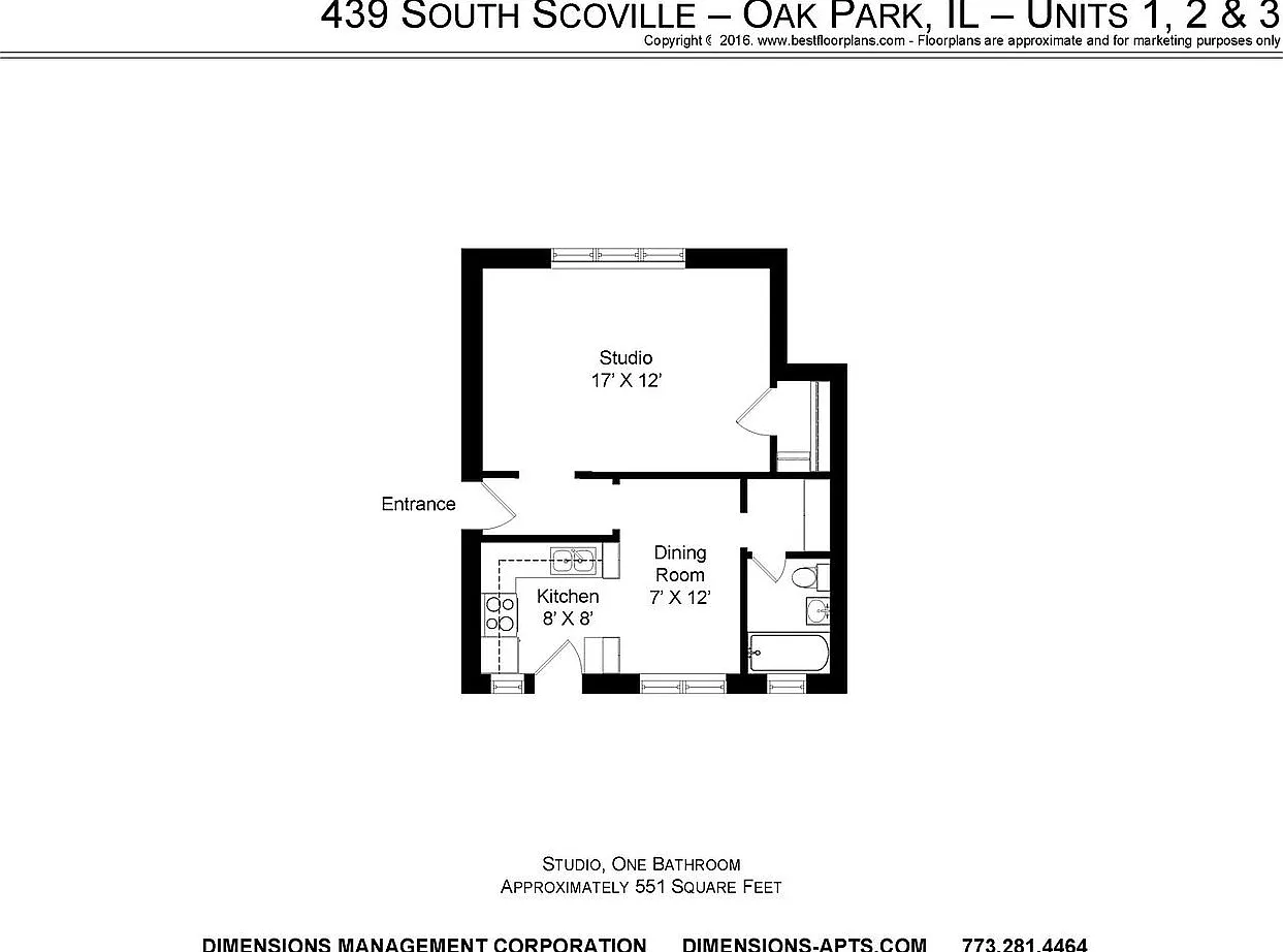 Studio, 551 sqft, $1,250 — Photo 3