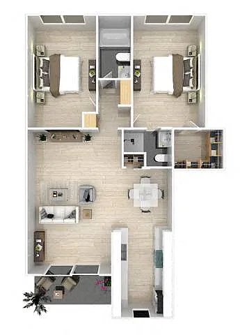 Floor plan Two bedroom Two baths