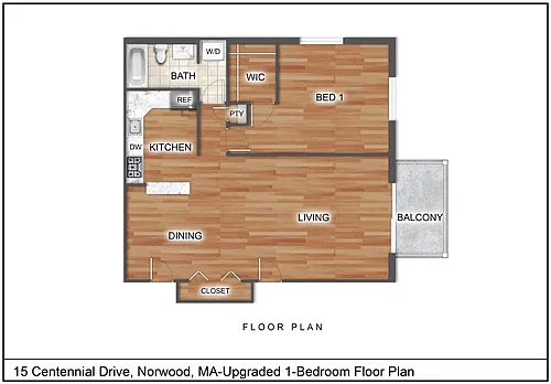Floor plan One Bedroom Upgraded