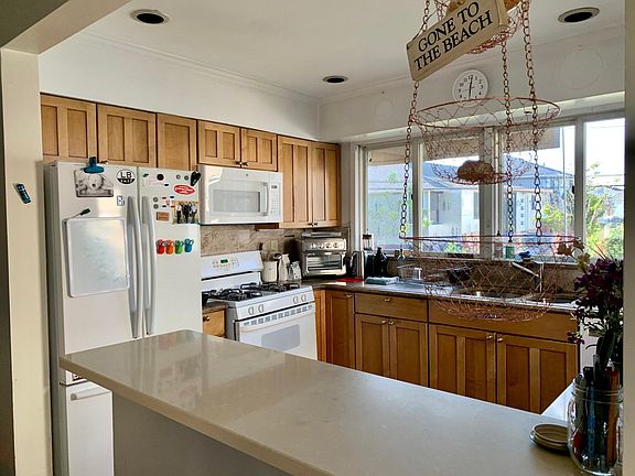 Kitchen with backyard view