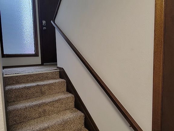 Looking up to the entry door