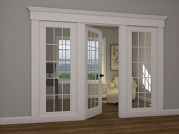 Interior Wall of Windows with a French Door