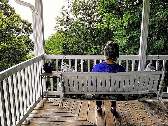 Porch swing & morning coffee