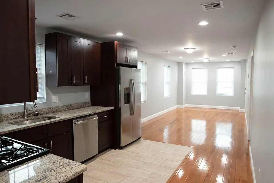 Open layout living room and kitchen
