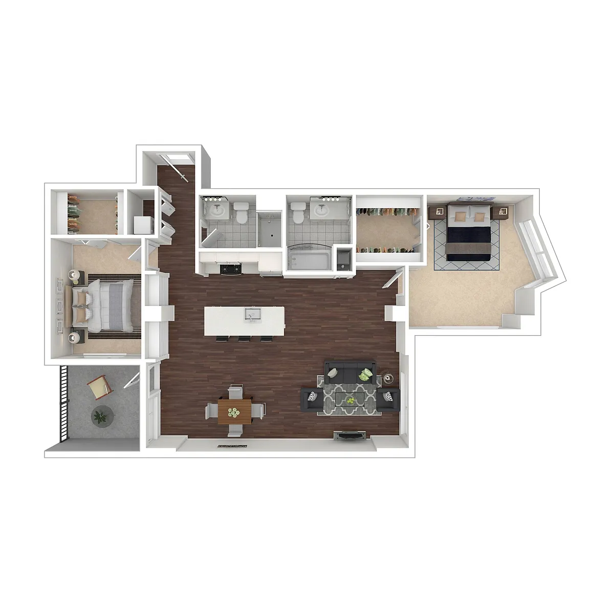 Floor plan Two Bedroom Two Bath Large b5.2