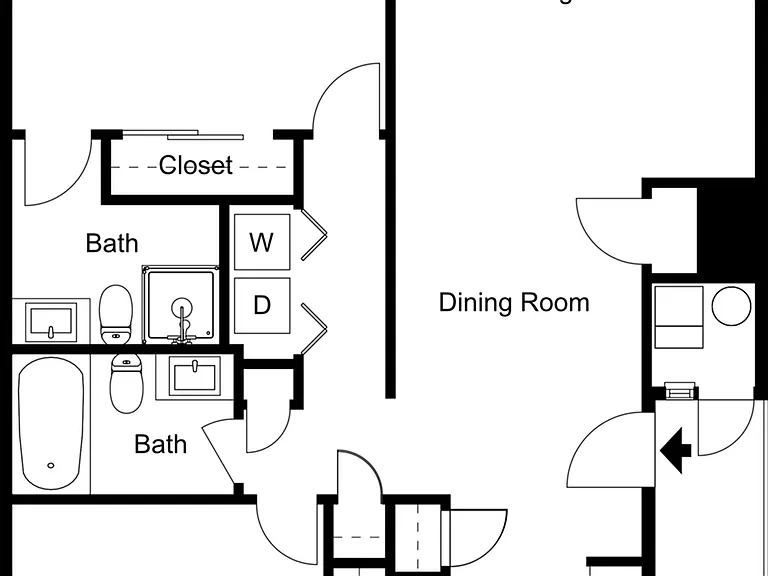 2 Bed, 2 Bath Floorplan