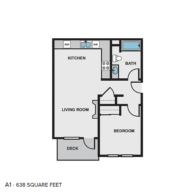 Floor plan 1 Bed 1 Bath A
