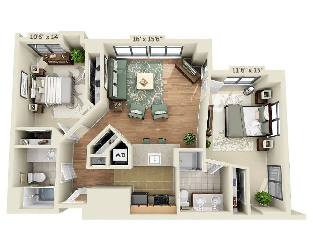 Floor plan 2 BEDROOM TOWER (B2C)