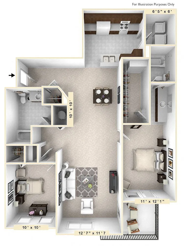 Floor plan The Henry 2 BR 2 BA