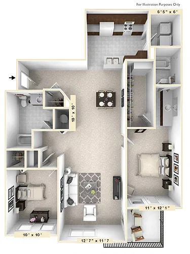 Floor plan The Henry 2 BR 2 BA