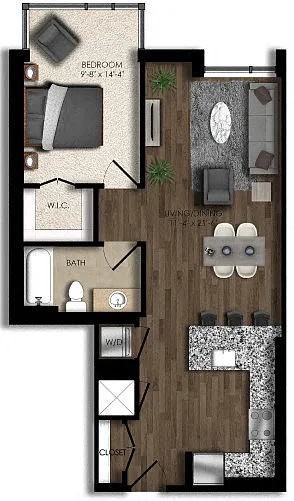 Floor plan 1 Bed/1 Bath-7E