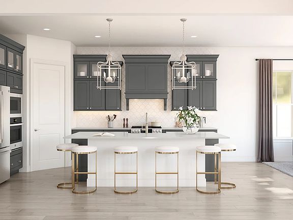 Kitchen with upper glass cabinets