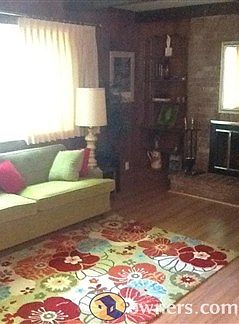 family room with fire place