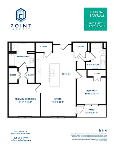 Floor plan 2 BR/2 BA