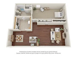 Floor plan 1 bed 1 bath Renovated